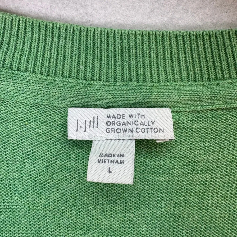 J. Jill Garden Green Organically‎ Grown Cotton V-neck Cardigan Women's L Office - Picture 5 of 6